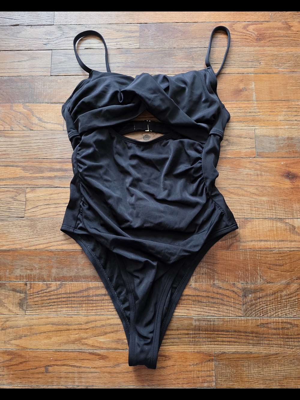 Shade & Shore Black Twist Front One-Piece Swimsuit